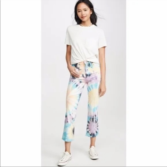 Mother The Tripper Tie Dye High Rise Kick Flare Jeans in Swirling Secrets - Picture 3 of 13